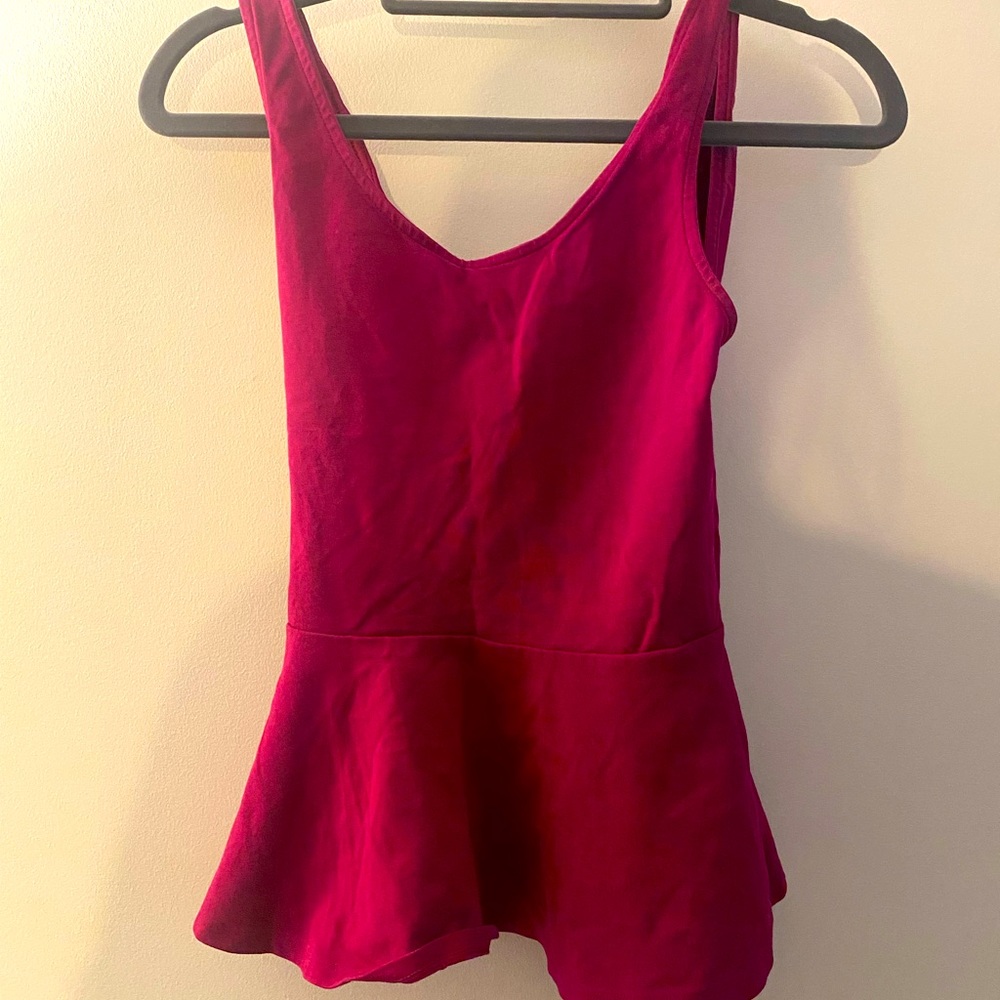 Express Pink Peplum Tank Top with Cutout back Sz XS